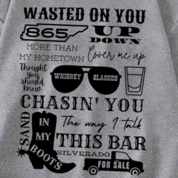 Teeruto Country Legend Song Titles Chasin’ You Wasted On You T-Shirt Size S - Picture 2 of 10